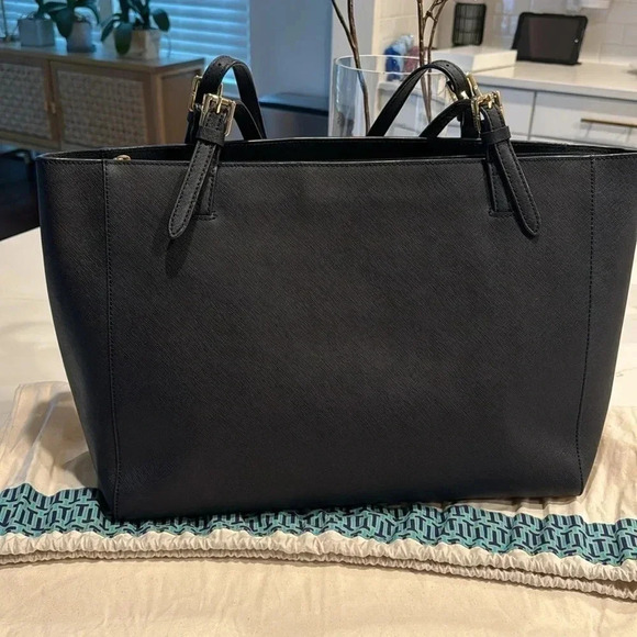 Tory Burch Tote Handbag Navy Blue Robinson - Picture 6 of 12